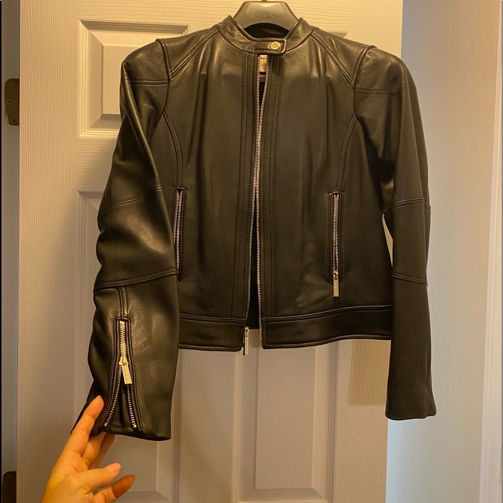 Michael kors leather jacket new